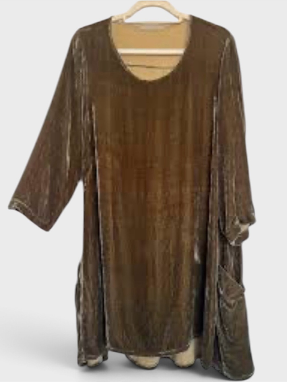 915 Cut Loose Rayon Silk Velvet Scoop Neck Tunic Top or Dress with Pockets